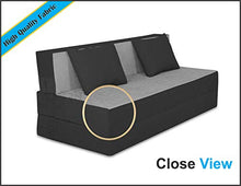 Load image into Gallery viewer, Adorn india Easy Three Seater Sofa Cum Bed (2 Years Warrenty Quality Foam)-Perfect for Seat & Sleep Washeble Polyster Fabric Cover (Black & Grey) 6'x6'.Pillows Free - Home Decor Lo