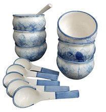 Load image into Gallery viewer, LOTUM Elegant 3D Blue Floral Soup Bowls (Set of 6) with Unique Spoons /Handmade in India - Home Decor Lo
