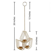 Load image into Gallery viewer, Gliteri Gallery Triple Drops Metal Wall Hanging Golden Tea Light Candle Holder for Home Decoration Living Room Gifts Diwali (Height 8 inch) - Home Decor Lo