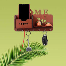 Load image into Gallery viewer, Sehaz Artworks Home Side Shelf Brown KeyHolder Wooden Key Holder (7 Hooks) - Home Decor Lo