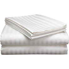 Load image into Gallery viewer, ARiANA Premium Stripe Collection 300 TC 100% Cotton King Size (108 inch X 108 inch) Bedsheet with 2 Pillow Covers (White) - Home Decor Lo