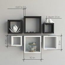 Load image into Gallery viewer, Santosha Decor MDF Wall Shelf Square Shape Floating Wall Shelves (Black and White) - Set of 6 - Home Decor Lo