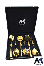 Load image into Gallery viewer, Maverics Knot Golden Cutlery Feather Design Serving Spoons - Set of 6 pcs - Home Decor Lo