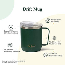 Load image into Gallery viewer, VAHDAM Drift Mug (300ml/ 10.1 oz) - Dark Green Small Reusable Mug | FDA Approved 18/8 Stainless Steel | Carry Hot &amp; Cold Beverage | ECO-Friendly &amp; Sustainable Tea &amp; Coffee Mug - Home Decor Lo