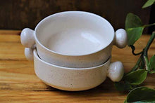 Load image into Gallery viewer, 1Key Dining Katori Bowl Ear Handle Soup Bowl Ceramic/Stoneware in Handle Bowl Handmade, Snacks Serving katori Dining Bowl Ceramic in Microwave Safe White Matte Bowl Set (Pack of Two) - Home Decor Lo