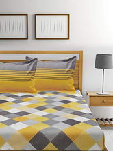 Load image into Gallery viewer, Ahmedabad Cotton 144 TC 100% Cotton Double Bedsheet with 2 Pillow Covers - Yellow, Grey - Home Decor Lo