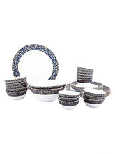Load image into Gallery viewer, LaOpala Anassa Blue Sovrana Collection Opalware Dinner Set, 33 Pieces, White - Home Decor Lo