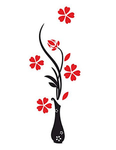 Decals Design 'Flowers with Vase' Wall Sticker (PVC Vinyl, 60 cm x 60 cm), Multicolour - Home Decor Lo