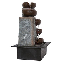 Load image into Gallery viewer, Chronikle Designer Polystone 5 Steps Indoor Table Top Water Fountain with LED Lights and Water Pump (Brown, 42cm X 31cm X 23cm) - Home Decor Lo