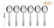Load image into Gallery viewer, Amazon Brand - Solimo 24 Piece Stainless Steel Cutlery Set, Stripes (Contains: 6 Table Spoons, 6 Tea Spoons, 6 Forks, 6 Dessert Spoons), Silver - Home Decor Lo