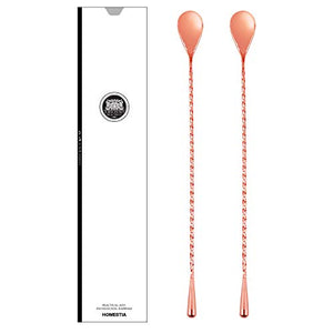 Homestia 12 inches Mixing Spoon Stainless Steel Cocktail Bar Spoon Set of 2(Rose) - Home Decor Lo