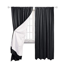 Load image into Gallery viewer, AmazonBasics Room Darkening Blackout Curtain Set of 2 with Tie Backs - 245 GSM - (7 Feet - Door) 52" x 84", Black - Home Decor Lo