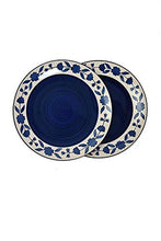Load image into Gallery viewer, Crock Comforts- Handmade Couple Goal Royal Blue Dinner Set Ceramic Including Dinner Plates(10 inch) with Serving Bowl and Quarter Plates(7 inch) (Set of 2, Microwave & Dishwasher Safe)