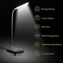 Load image into Gallery viewer, KWT Rechargeable LED Touch On/Off Switch Desk Lamp Children Eye Protection Student Study Reading Dimmer Rechargeable Led Table Lamps USB Charging Touch Dimmer, Desk Lights for Study (White)