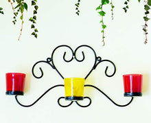 Load image into Gallery viewer, Wallfurn County Metal Tealight Candle Holder Wall Sconce with 3 Glass Cups for Home Decoration Wall Mounted Tea Light Hanging with 3 Glasses
