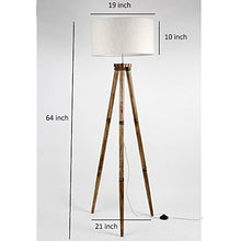 Load image into Gallery viewer, Craftter New Textured Drum Shape Off White Fabric Shade Wooden Tripod Floor Lamp Decorative Standing Light Delightful Shade Floor Lamps for Living Guest Waiting Reception And Bedroom Decorative Floor Lighting - Home Decor Lo