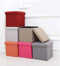Load image into Gallery viewer, Almand Living Foldable Storage Bins Box Ottoman Bench Container Organizer with Cushion Seat Lid, Cube,Multi Colour(30X30X30 cm) (1 pcs) - Home Decor Lo