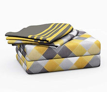 Load image into Gallery viewer, Ahmedabad Cotton 144 TC 100% Cotton Double Bedsheet with 2 Pillow Covers - Yellow, Grey - Home Decor Lo