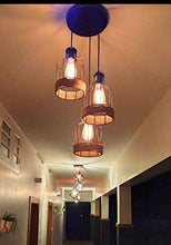Load image into Gallery viewer, Lyse Decor_ Nordic Style Metal & Rope Shade 3 Lights Ceiling Chandelier Hanging Pendant Light Lamp (Black) - Home Decor Lo