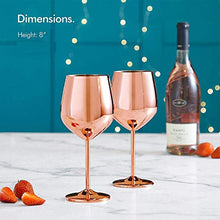 Load image into Gallery viewer, Rengvo Rudra Exports Stainless Steel Stemmed Wine Glasses, Shatter Proof Copper Coated Unbreakable Wine Glass Goblets,Premium Gift for Men and Women, Party Supplies - 350 ml: Set of 2 Pcs - Home Decor Lo