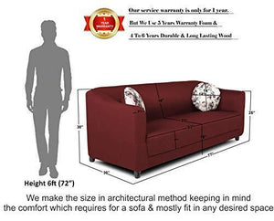 Adorn India Brisco 3 Seater Sofa (Maroon) - Home Decor Lo
