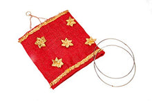 Load image into Gallery viewer, mitti se mitti tak. Kandil/Folding Festive Lantern Made of red Jute Fabric Embellished with Gold gota Flowers - Home Decor Lo