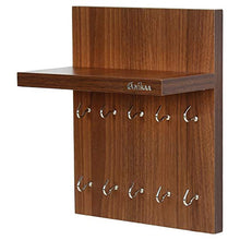 Load image into Gallery viewer, Anikaa Aldo Wooden Key Holder Stand/Wall Hooks Stand/Key Holder for Home Office/Wall Mounted Key Holder/Key Hold/Key Chain Hanging Board/Wall Hanging Key Holder/Key Holder with Shelf -(Walnut) - Home Decor Lo
