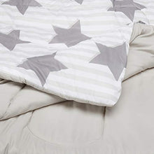 Load image into Gallery viewer, AmazonBasics Easy-Wash Microfiber Kid's Bed-in-a-Bag Bedding Set - Full / Queen, Grey Stars - Home Decor Lo