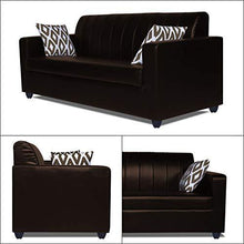 Load image into Gallery viewer, Adorn India Rio Highback Leatherette 3 Seater Sofa (Brown) - Home Decor Lo
