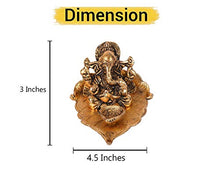 Load image into Gallery viewer, Collectible India Ganesh, Ganesha on Leaf - Ganesh with Diya - Lord Ganesha Metal Hand Craved for Home Decorative Gift Puja Diwali Gifts - Home Decor Lo