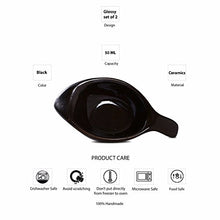 Load image into Gallery viewer, Caffeine Stoneware Dip and Sauce Diva Serving Bowl (Glossy Black) - Set of 2 - Home Decor Lo