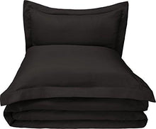 Load image into Gallery viewer, AmazonBasics Microfiber 3-Piece Quilt/Duvet/Comforter Cover Set - King, Black - with 2 pillow covers - Home Decor Lo