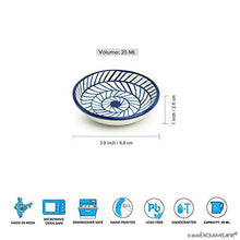 Load image into Gallery viewer, ExclusiveLane &#39;Indigo Chevron&#39; Hand Painted Ceramic Small Bowl for Chutney Bowls for Serving (Set of 4, 25 ML, Microwave Safe) - Mini Bowls for Dip Bowls Ceramic Bowls Chutney Serving Set Sauce Bowl - Home Decor Lo