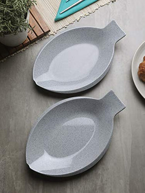 Servewell Grey Fish Shaped Melamine Serving Platters Set - 30 cm - Home Decor Lo
