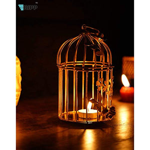 Ripp Golden Tea Light Candle Holder for Indoor Outdoor,Events,Parties Decorations (Pack of 1) - Home Decor Lo