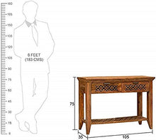 Load image into Gallery viewer, Sheesham Wood, Honey Finish Console Table with 2 Drawers and Shelf Storage (Brown)