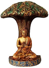 Load image into Gallery viewer, Varsha arts Buddha Idol with Bodhi Tree (Golden) - Home Decor Lo