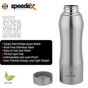 Speedex Stainless Steel Water Bottle, 1000ml, Set of 3, Silver - Home Decor Lo
