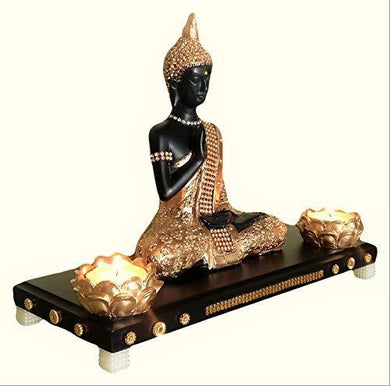 Sacred Blessings Decorative showpiece Home Office Table Living Bed Room House Warming Gift (28 cm X 11.5 cm X 22 cm, Black & Gold) TLight Showpiece TeaLight Gift House - Home Decor Lo