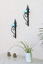 Load image into Gallery viewer, Metal Roots Wall Mounted Votive Candle Holder Bow Design Black Metal Art Scone Stand with Free 2 Candles - Home Decor Lo