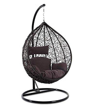 Load image into Gallery viewer, CITE Swing Chair || Leaf Single Seater || Swing Chair with Stand &amp; Cushion &amp; Hook Outdoor || Indoor || Outdoor || Living Room || Balcony || Garden || Patio || Home Improvement (Standard) (Brown) - Home Decor Lo