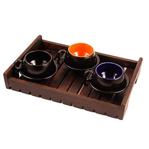 Lasaki Wooden Tray with Handle - Handmade high Wood Tray Platters for Kitchen Serving Tray - Home Decor Lo