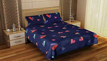 Load image into Gallery viewer, Ab Home Decor 160 TC Glace Cotton Heart Printed Bedsheet for Double Bed with 2 Pillow Cover King Size-Blue - Home Decor Lo