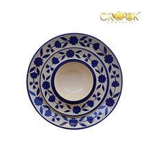 Load image into Gallery viewer, Crock Comforts- Handmade Couple Goal Royal Blue Dinner Set Ceramic Including Dinner Plates(10 inch) with Serving Bowl and Quarter Plates(7 inch) (Set of 2, Microwave & Dishwasher Safe)