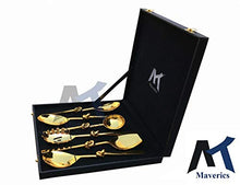 Load image into Gallery viewer, Maverics Knot Golden Cutlery Feather Design Serving Spoons - Set of 6 pcs - Home Decor Lo