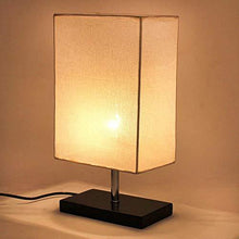 Load image into Gallery viewer, Make in Modern Table Lamp Wood Fabric Shade Bedside Desk Lamps for Bedroom, Living Room, Study (Rectangle) - Home Decor Lo