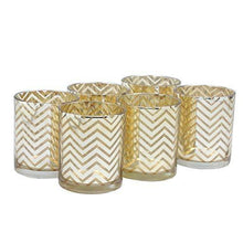 Load image into Gallery viewer, TIED RIBBONS Set of 6 Votive Glass Tealight Candle Holders - Diwali Lighting Decoration and Corporate Gift Item (Glass, Golden) - Home Decor Lo