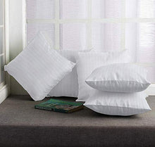Load image into Gallery viewer, Cloth Fusion Microfiber Satin Striped Small Size Cushion Filler, (12x12) Inches, White- Pack of 5 - Home Decor Lo