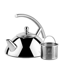 Load image into Gallery viewer, Teabox Bevel Stainless Steel Capsulated Base Tea Kettle with Infuser (Medium, 1L) - Home Decor Lo