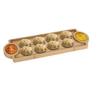 FWQPRA® Wooden Bamboo Appetizer Platter Serving Tray Chip & Dip Tray Serving Set (Pack of 1) - Home Decor Lo